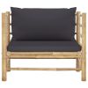 Patio Sofa with Dark Gray Cushions Bamboo