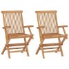 Patio Chairs with Bright Green Cushions 2 pcs Solid Teak Wood