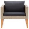 Single Patio Sofa with Cushions Poly Rattan Beige