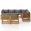 10 Piece Patio Lounge Set with Cushion Solid Acacia Wood