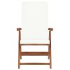 Reclining Patio Chairs with Cushions 2 pcs Solid Teak Wood Cream