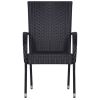 Stackable Patio Chairs 6 pcs Poly Rattan Black