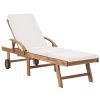 Sun Loungers with Cushions 2 pcs Solid Teak Wood Cream