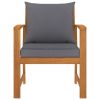 Patio Chairs 2 pcs with Dark Gray Cushion Solid Acacia Wood