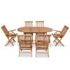 7 Piece Folding Outdoor Dining Set Solid Teak Wood