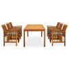 7 Piece Patio Dining Set with Cushions Solid Acacia Wood
