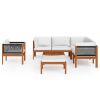 8 Piece Patio Lounge Set with Cushions Cream Solid Acacia Wood