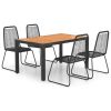 5 Piece Patio Dining Set PVC Rattan Black and Brown