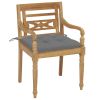 Batavia Chairs 2 pcs with Gray Cushions Solid Teak Wood
