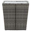 Tea Table Gray 16.3"x16.3"x16.9" Poly Rattan and Tempered Glass