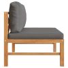 Middle Sofa with Dark Gray Cushions Solid Teak Wood