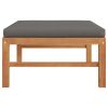 Footrest with Dark Gray Cushion Solid Teak Wood