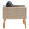 Single Patio Sofa with Cushions Poly Rattan Beige