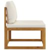 3 Piece Patio Lounge Set with Cream Cushions Solid Acacia Wood