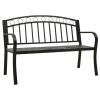 Patio Bench with a Table 49.2" Steel Black