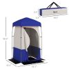 Outsunny Camping Shower Tent, Portable Privacy Shelter with Solar Shower Bag, Removable Floor and Carrying Bag, Blue