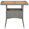 Patio Dining Table Gray Poly Rattan and Solid Acacia Wood