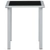 Patio Table Black and Silver 16.1"x16.1"x17.7" Steel and Glass
