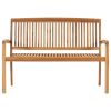 Stacking Patio Bench with Cushion 50.6'' Solid Teak Wood