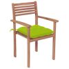 Patio Chairs 4 pcs with Bright Green Cushions Solid Teak Wood