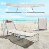 Outsunny 2 Piece Sun Loungers, Folding Chaise Lounge Chairs with Reclining Back, Breathable Mesh Seat, Headrest, Cream White