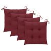 Patio Chairs 4 pcs with Wine Red Cushions Solid Teak Wood