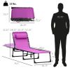 Outsunny Folding Chaise Lounge Pool Chair with 4-Position Reclining Back, Pillow, Breathable Mesh & Bungee Seat, Purple