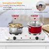2000W Double Electric Burner Portable Dual Counter Stove Countertop Hot Plate Kitchen Cooker Stove with 5 Gear Temperature Control