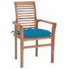 Dining Chairs 2 pcs with Light Blue Cushions Solid Teak Wood