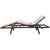 Sun Lounger with Cushion Poly Rattan Brown