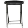 Tea Table Black 23.6" Poly Rattan and Tempered Glass