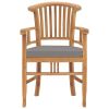 Patio Chairs 2 pcs with Dark Gray Cushions Solid Teak Wood