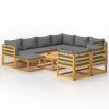 10 Piece Patio Lounge Set with Cushion Solid Acacia Wood