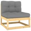 Patio Middle Sofas with Gray Cushions 2 pcs Solid Wood Pine