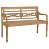 Batavia Bench with Cream White Cushion 47.2" Solid Teak Wood