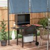 Outsunny Charcoal BBQ Grill w/ Adjustable Height, Folding Shelves, Thermometer, and Wheels, Black