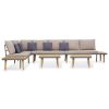 7-Seater Patio Lounge Set with Cushions Solid Acacia Wood Brown