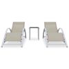 Sun Loungers 2 pcs with Table Aluminum Cream