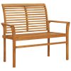Patio Bench with Black Cushion 44.1" Solid Teak Wood
