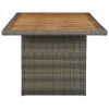 Patio Table Brown Poly Rattan and Solid Acacia Wood