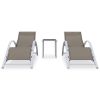 Sun Loungers 2 pcs with Table Aluminum Taupe