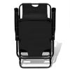 Folding Sun Lounger 2 pcs with Footrests Steel Black