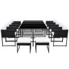 13 Piece Outdoor Dining Set with Cushions Poly Rattan Black