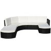 4 Piece Garden lounge set with Cushions Poly Rattan Black
