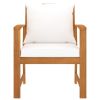 Patio Chairs 2 pcs with Cream Cushion Solid Acacia Wood