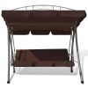 Outdoor Convertible Swing Bench with Canopy Patterned Arch Coffee