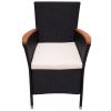 Garden Chairs 2 pcs with Cushions Poly Rattan Black