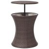 Ice Cooler Bucket Table 19.6"x23.6" Brown Poly Rattan