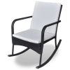 Rocking Garden Chair with Cushion and Pillow Poly Rattan Black
