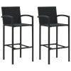 3 Piece Patio Bar Set with Armrest Poly Rattan Black